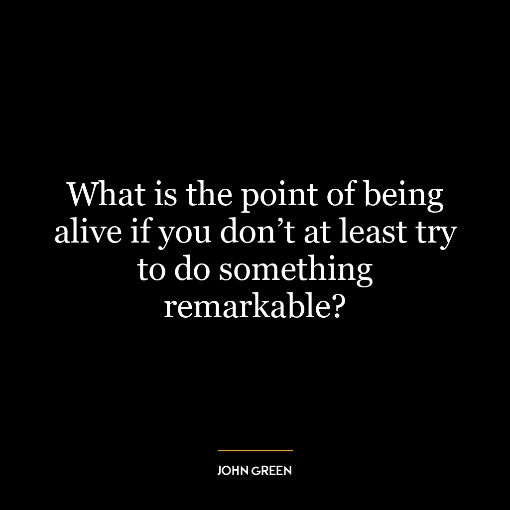 What is the point of being alive if you don’t at least try to do something remarkable?