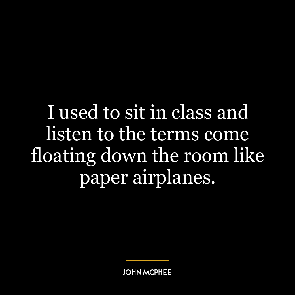 I used to sit in class and listen to the terms come floating down the room like paper airplanes.