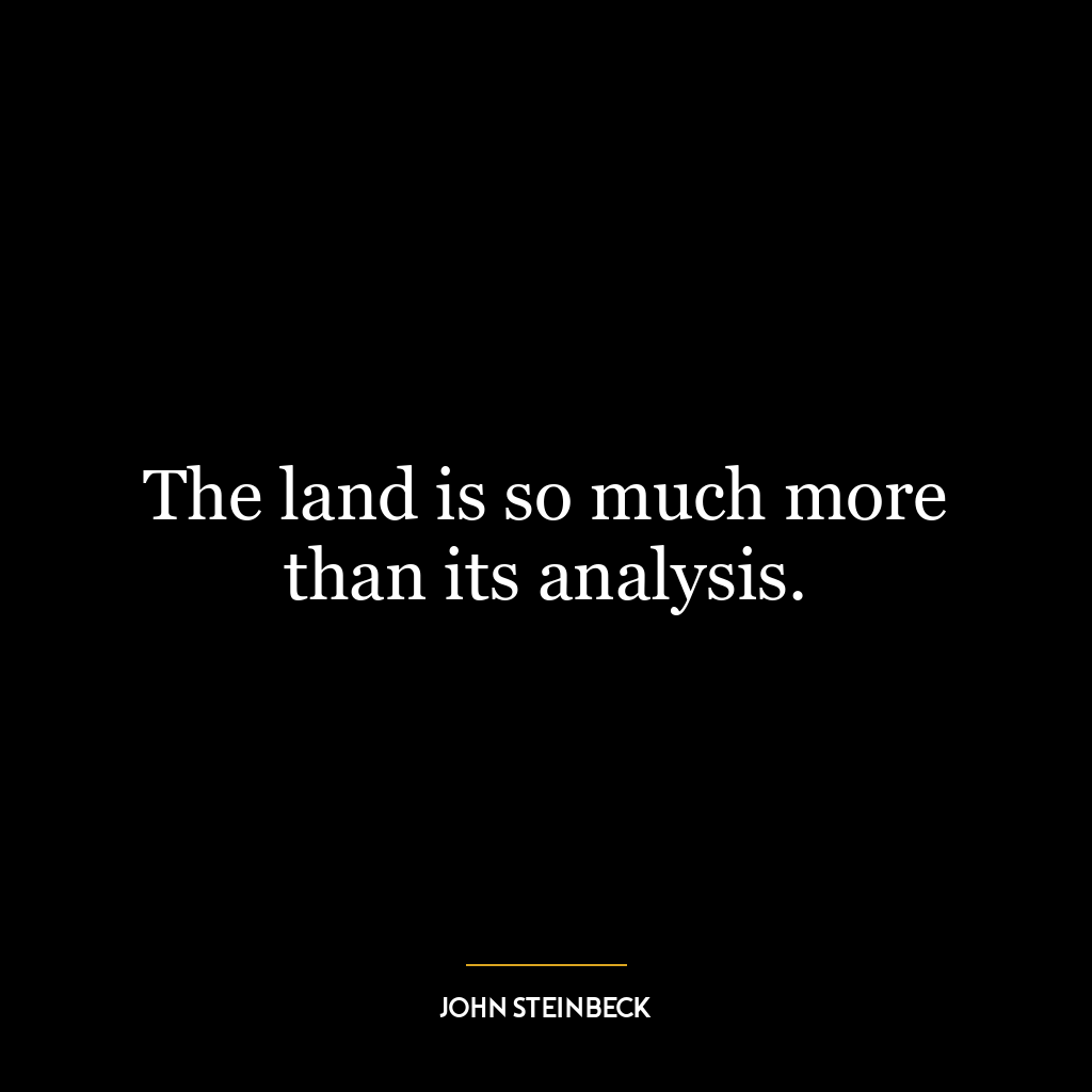 The land is so much more than its analysis.