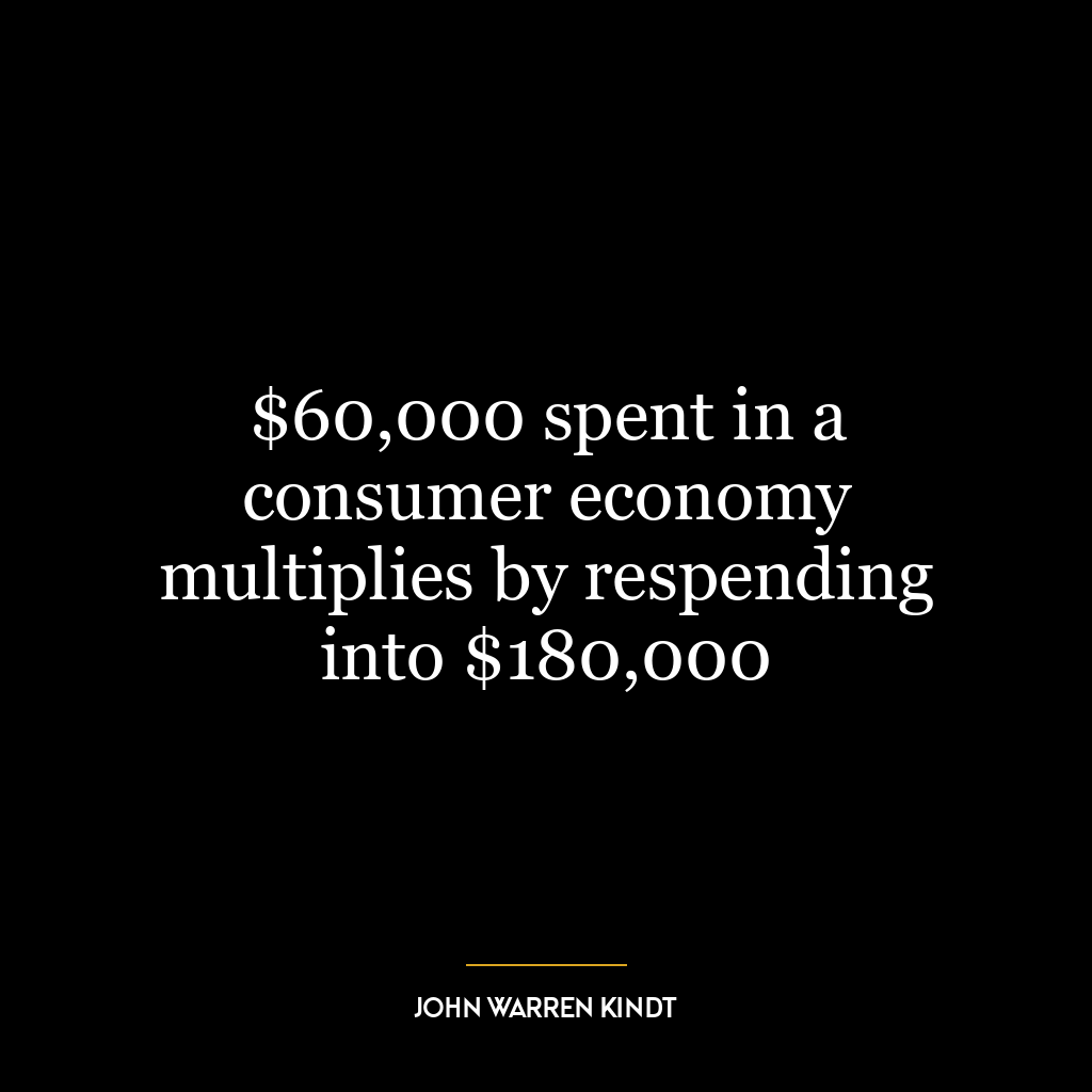 $60,000 spent in a consumer economy multiplies by respending into $180,000