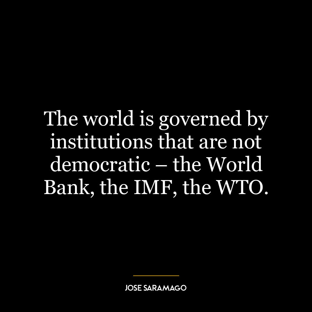 The world is governed by institutions that are not democratic – the World Bank, the IMF, the WTO.