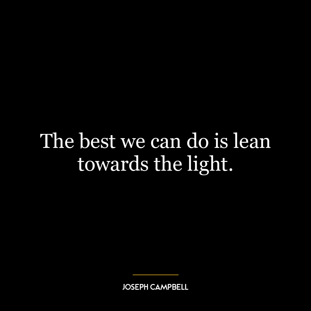 The best we can do is lean towards the light.