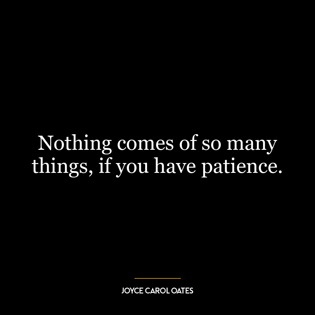 Nothing comes of so many things, if you have patience.