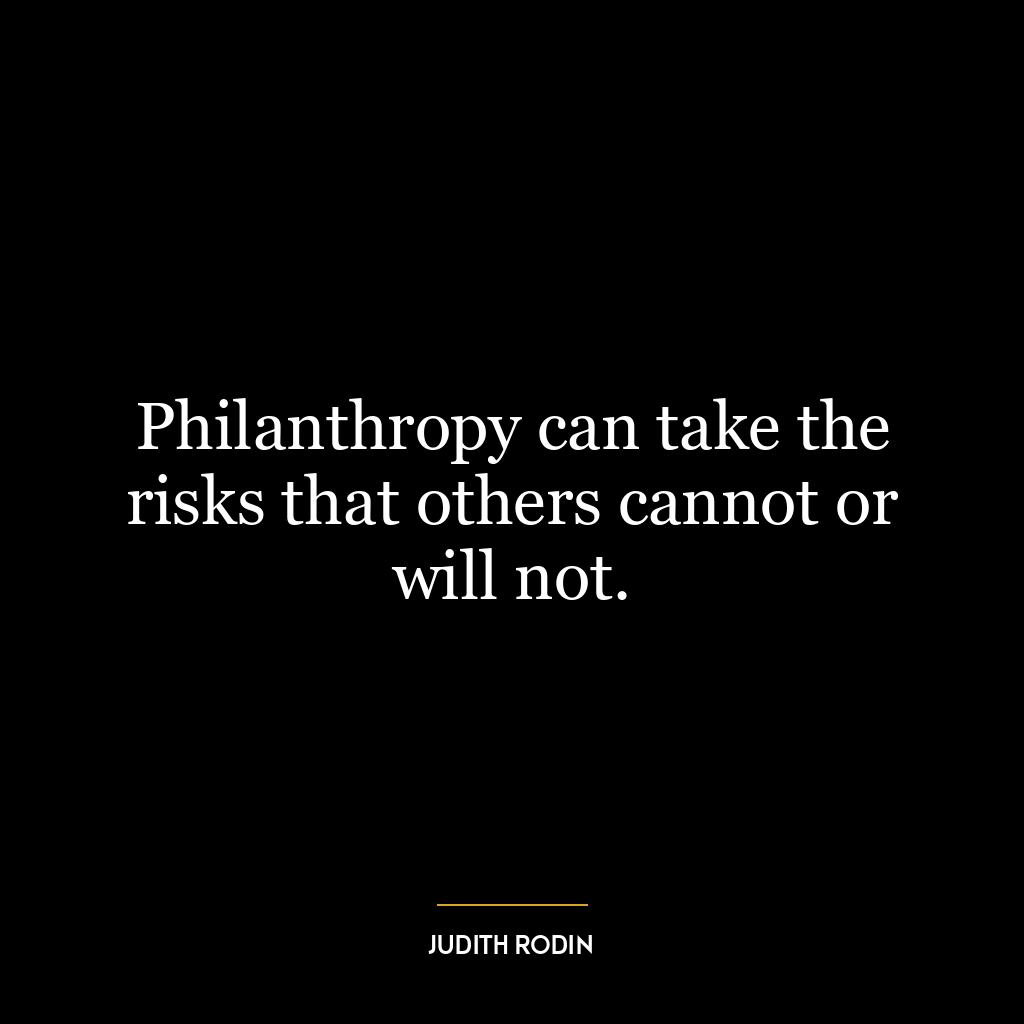 Philanthropy can take the risks that others cannot or will not.