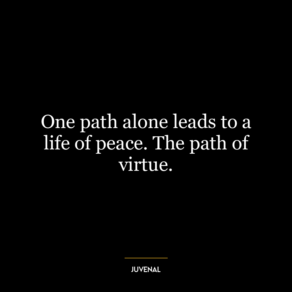 One path alone leads to a life of peace. The path of virtue.