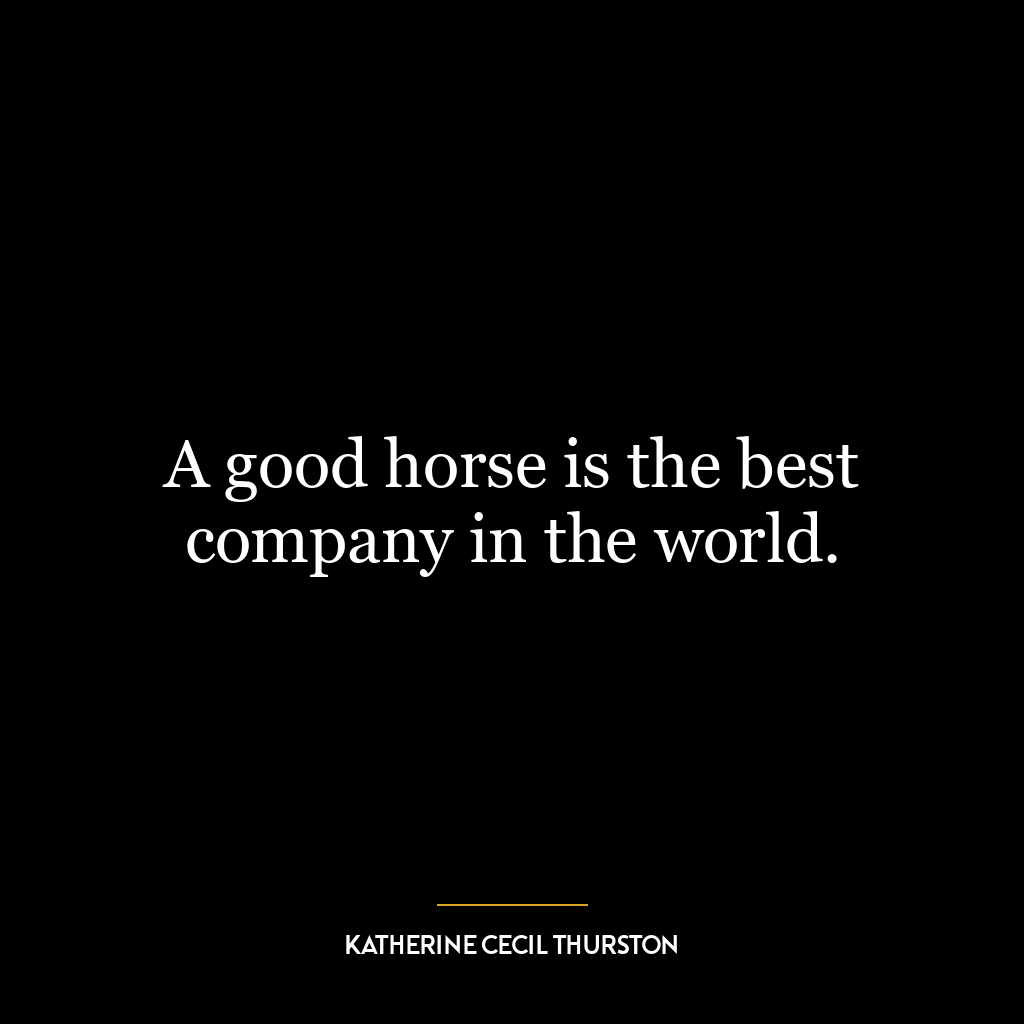 A good horse is the best company in the world.