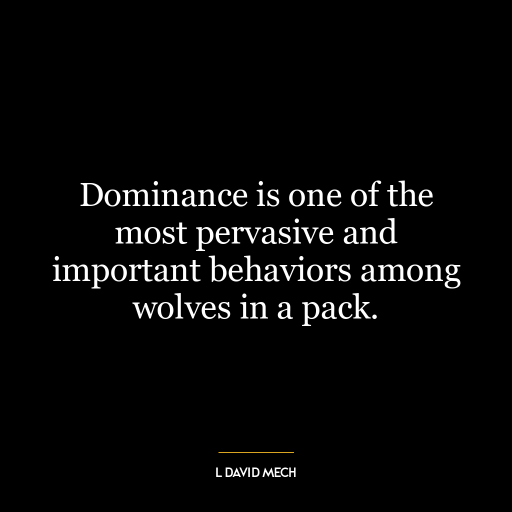 Dominance is one of the most pervasive and important behaviors among wolves in a pack.