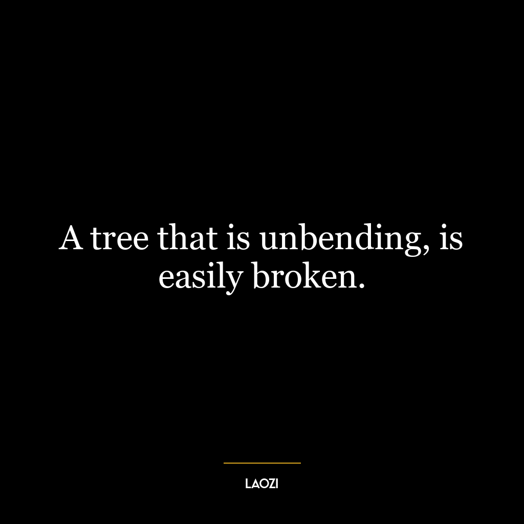 A tree that is unbending, is easily broken.