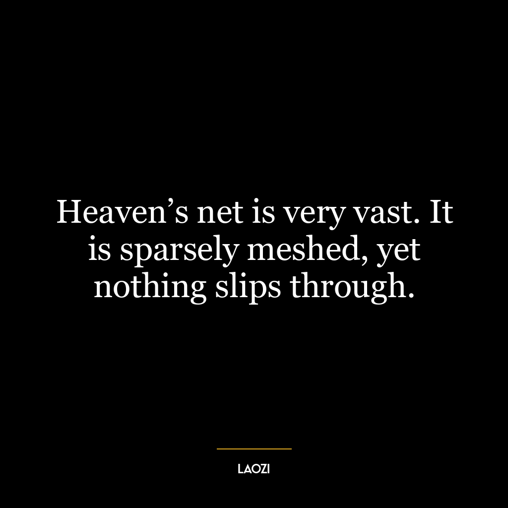 Heaven’s net is very vast. It is sparsely meshed, yet nothing slips through.