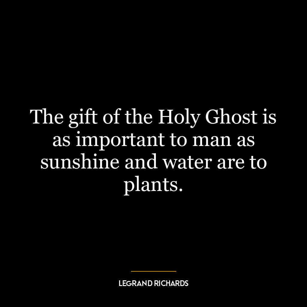 The gift of the Holy Ghost is as important to man as sunshine and water are to plants.