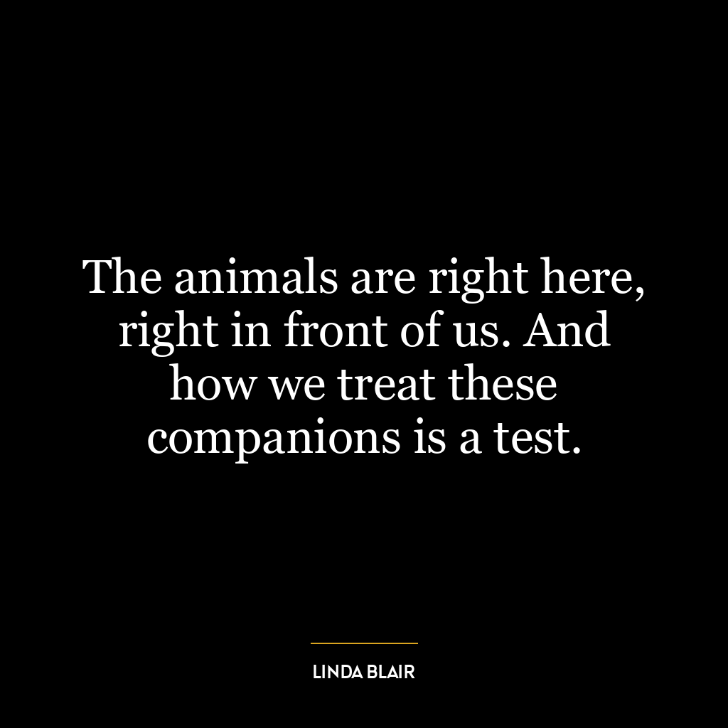 The animals are right here, right in front of us. And how we treat these companions is a test.