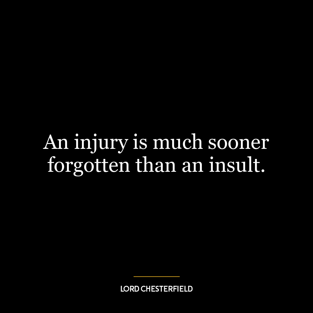 An injury is much sooner forgotten than an insult.