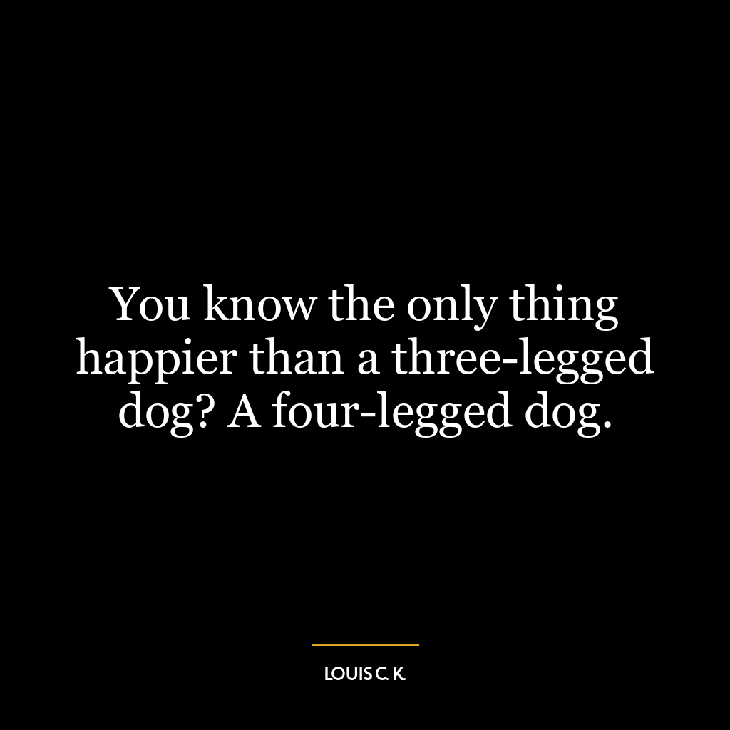 You know the only thing happier than a three-legged dog? A four-legged dog.