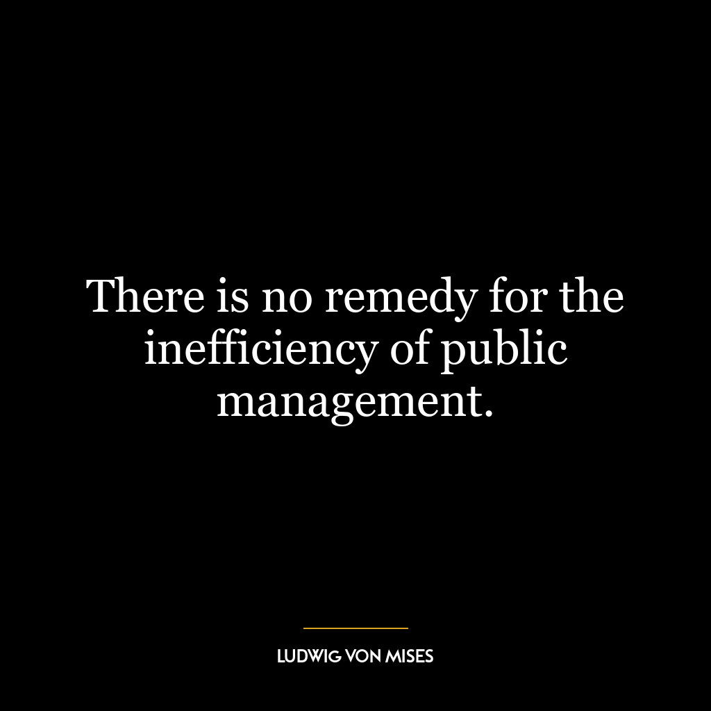 There is no remedy for the inefficiency of public management.