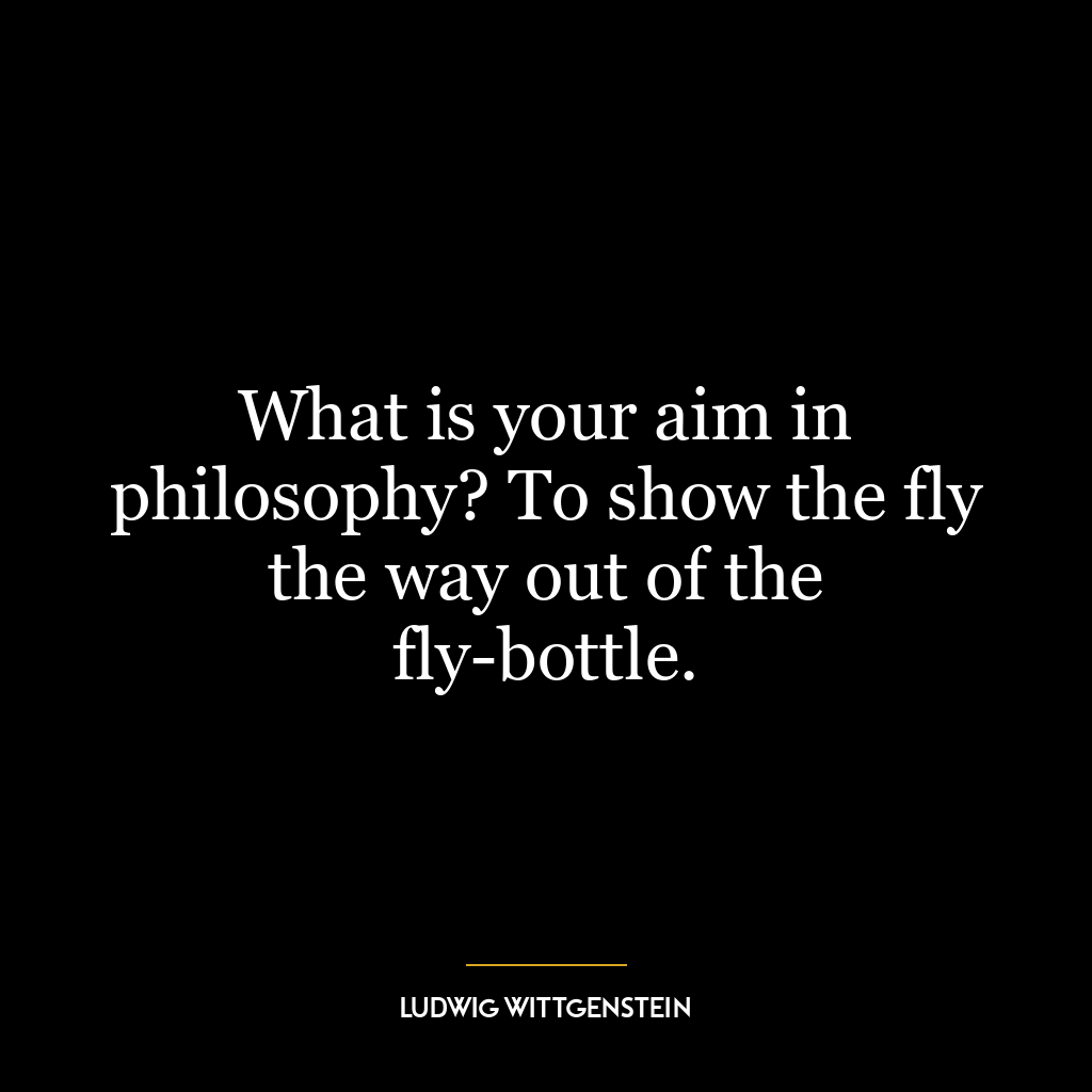 What is your aim in philosophy? To show the fly the way out of the fly-bottle.