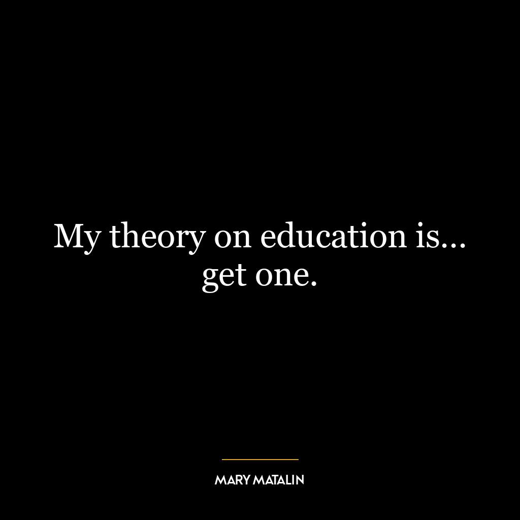 My theory on education is… get one.