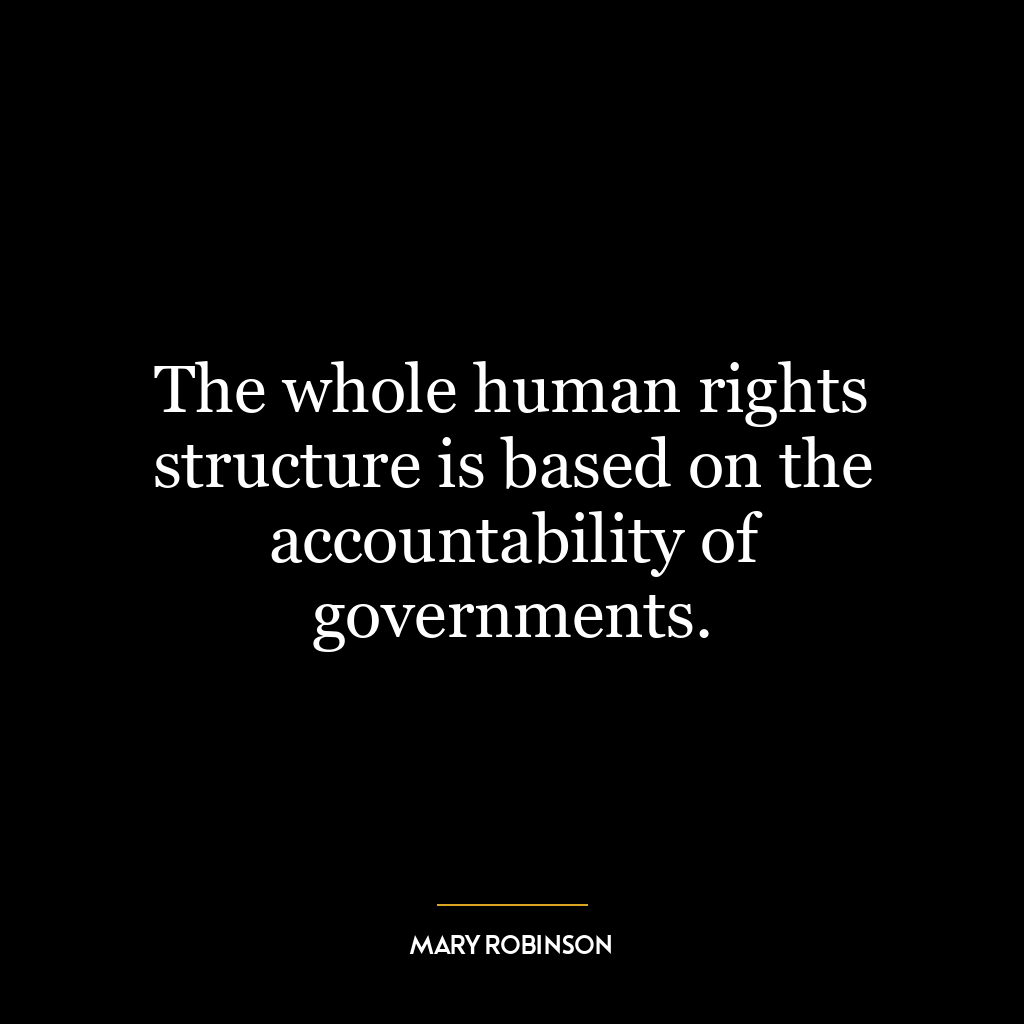 The whole human rights structure is based on the accountability of governments.