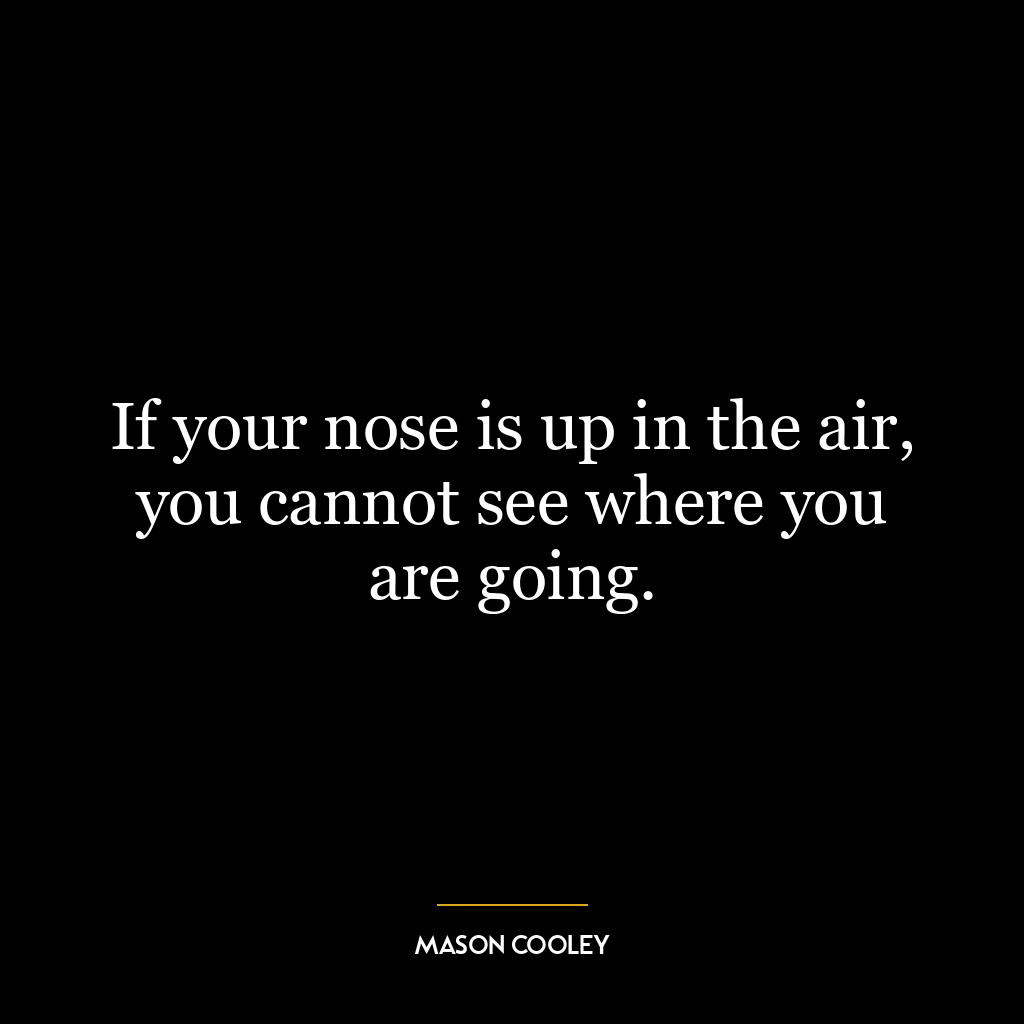 If your nose is up in the air, you cannot see where you are going.