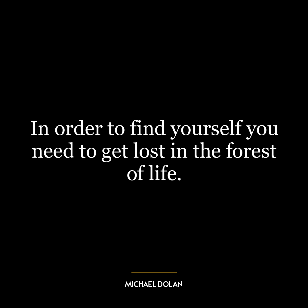 In order to find yourself you need to get lost in the forest of life.