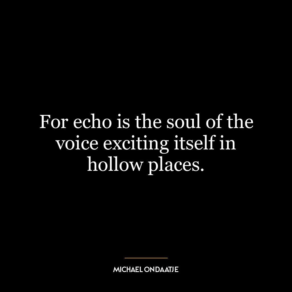 For echo is the soul of the voice exciting itself in hollow places.