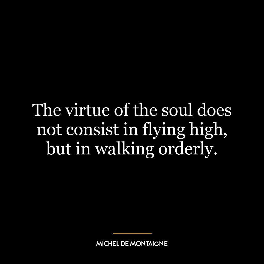 The virtue of the soul does not consist in flying high, but in walking orderly.