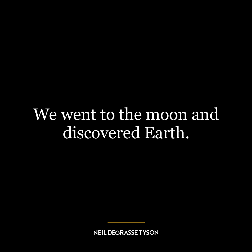 We went to the moon and discovered Earth.