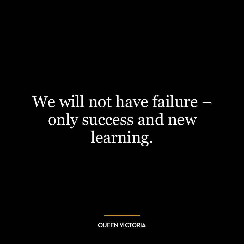 We will not have failure – only success and new learning.