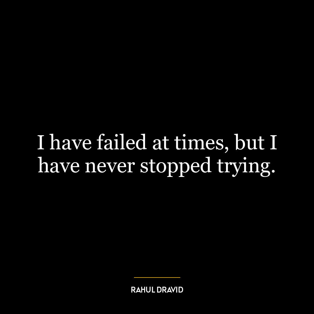 I have failed at times, but I have never stopped trying.