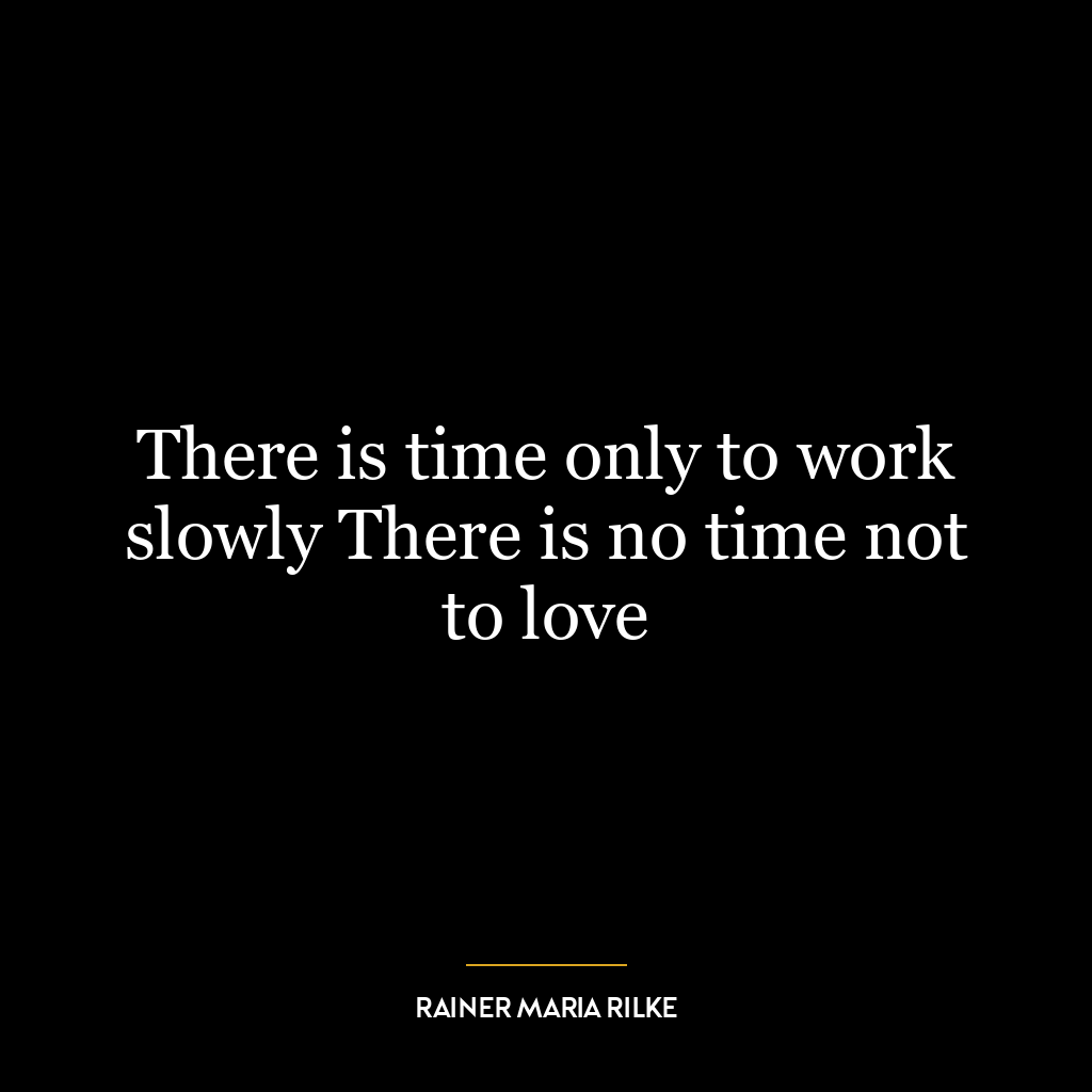 There is time only to work slowly There is no time not to love