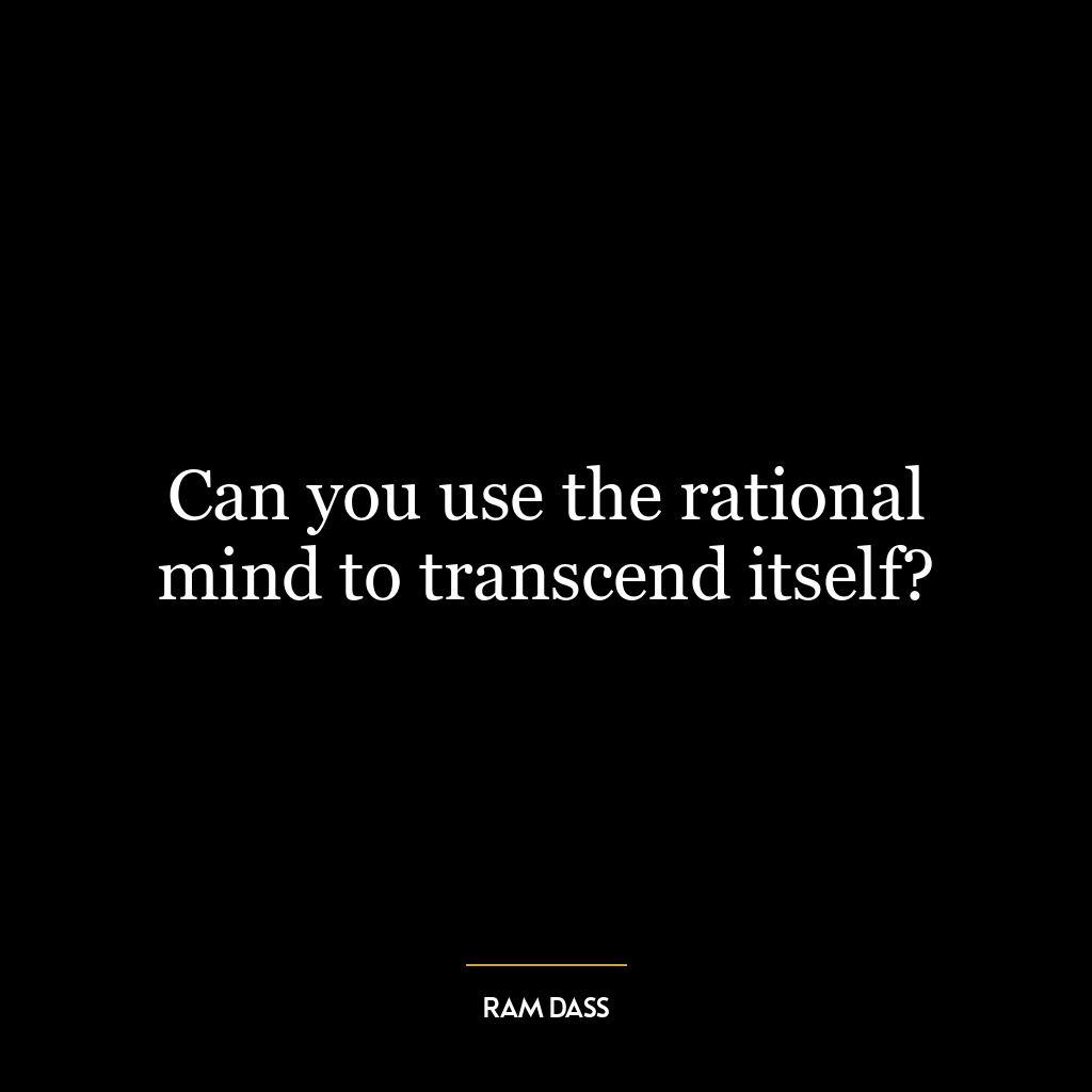 Can you use the rational mind to transcend itself?