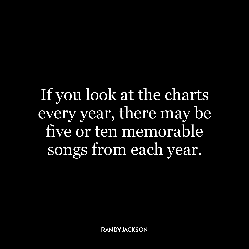 If you look at the charts every year, there may be five or ten memorable songs from each year.