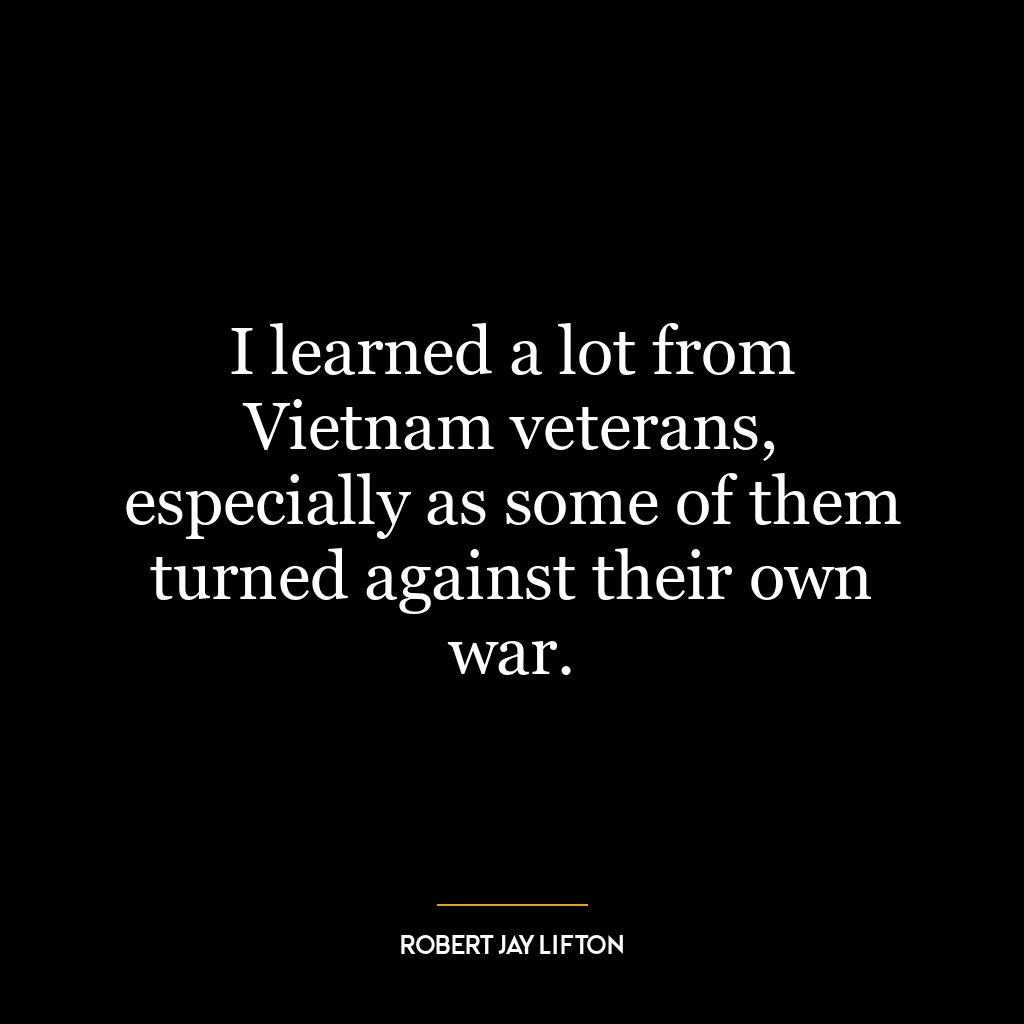 I learned a lot from Vietnam veterans, especially as some of them turned against their own war.