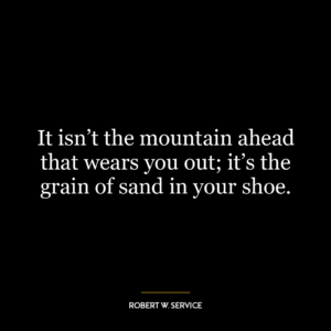 It isn’t the mountain ahead that wears you out; it’s the grain of sand in your shoe.