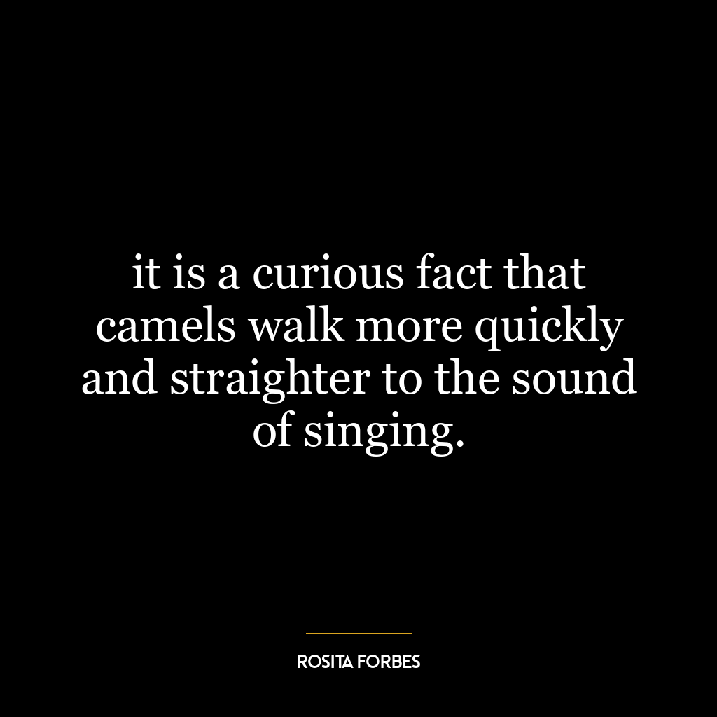 it is a curious fact that camels walk more quickly and straighter to the sound of singing.