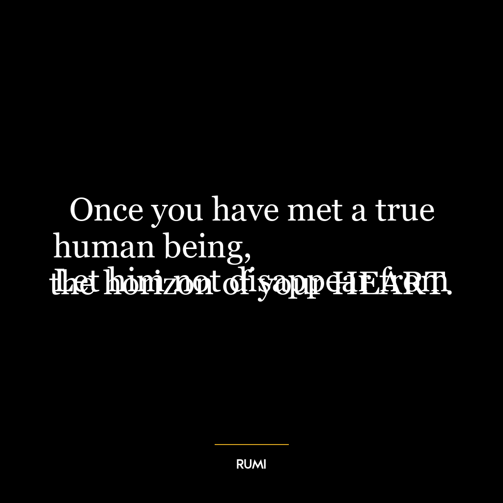 Once you have met a true human being,
Let him not disappear from the horizon of your HEART.