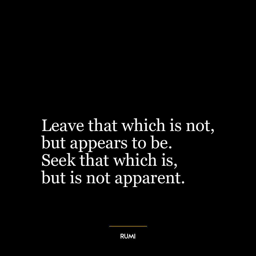 Leave that which is not,
but appears to be.
Seek that which is,
but is not apparent.