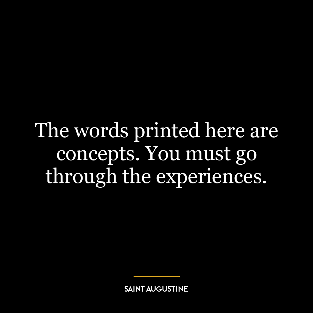 The words printed here are concepts. You must go through the experiences.