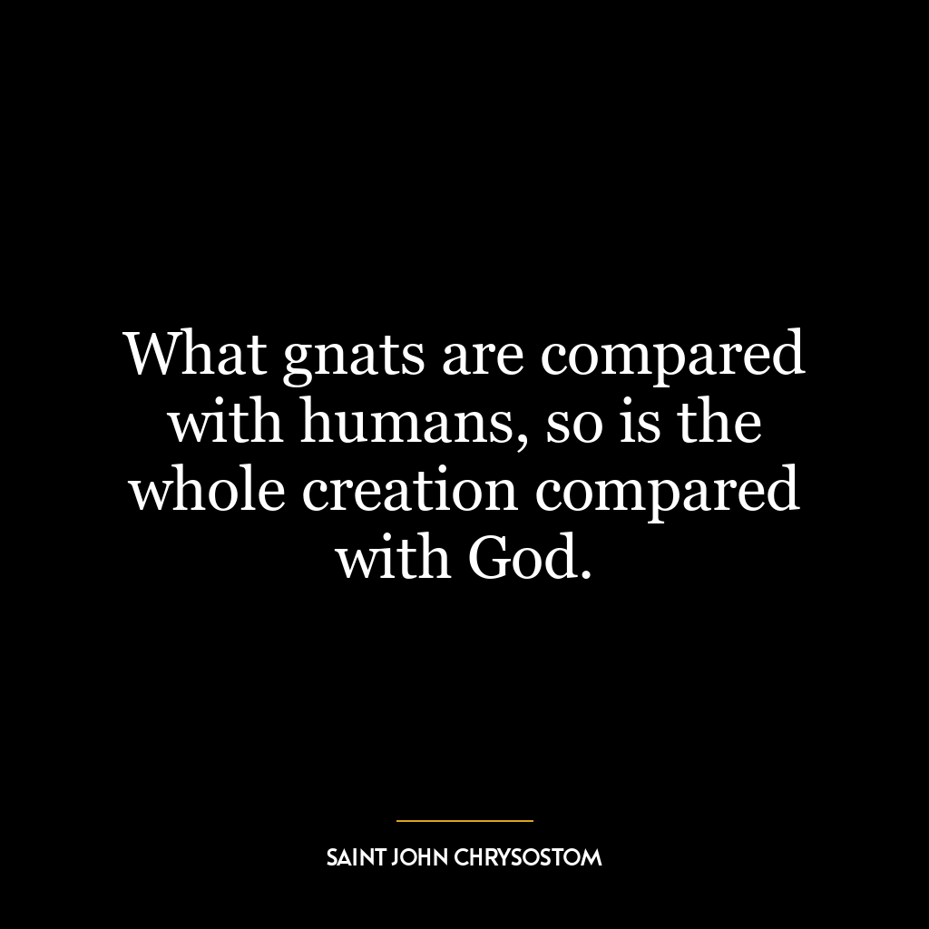 What gnats are compared with humans, so is the whole creation compared with God.