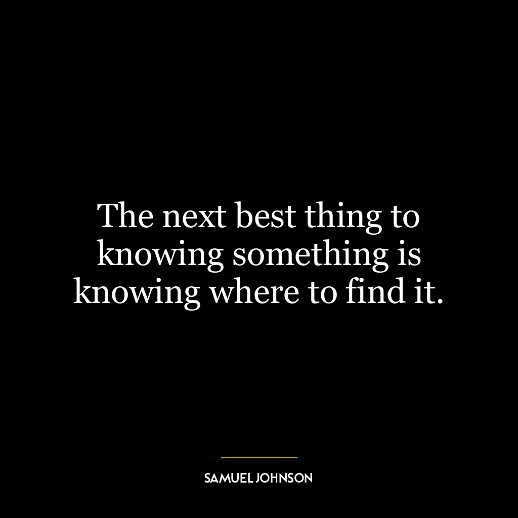 The next best thing to knowing something is knowing where to find it.