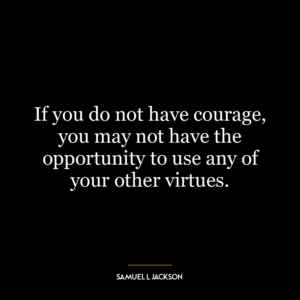 If you do not have courage, you may not have the opportunity to use any of your other virtues.