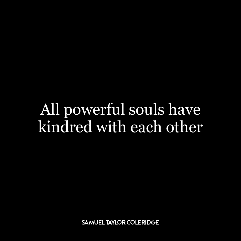 All powerful souls have kindred with each other