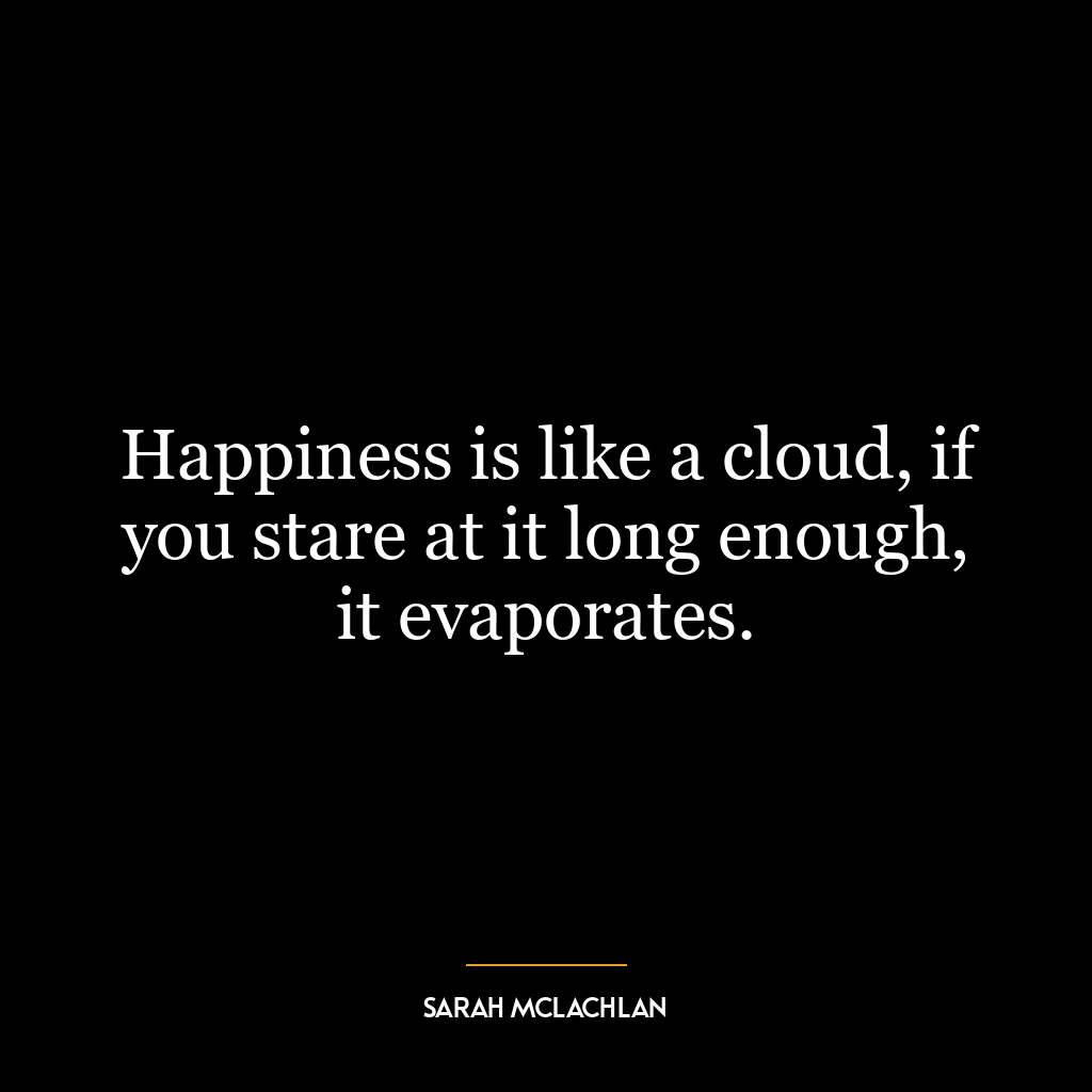 Happiness is like a cloud, if you stare at it long enough, it evaporates.