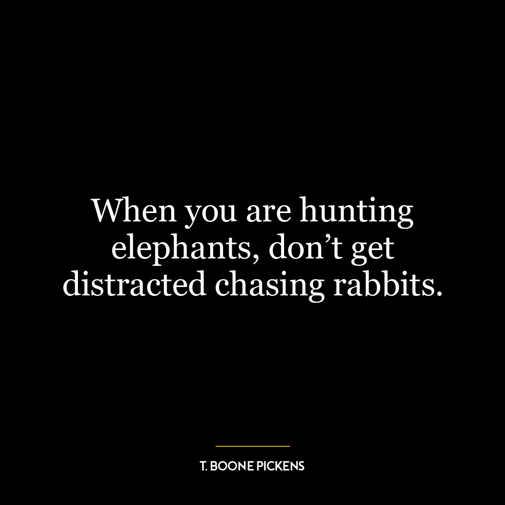 When you are hunting elephants, don’t get distracted chasing rabbits.