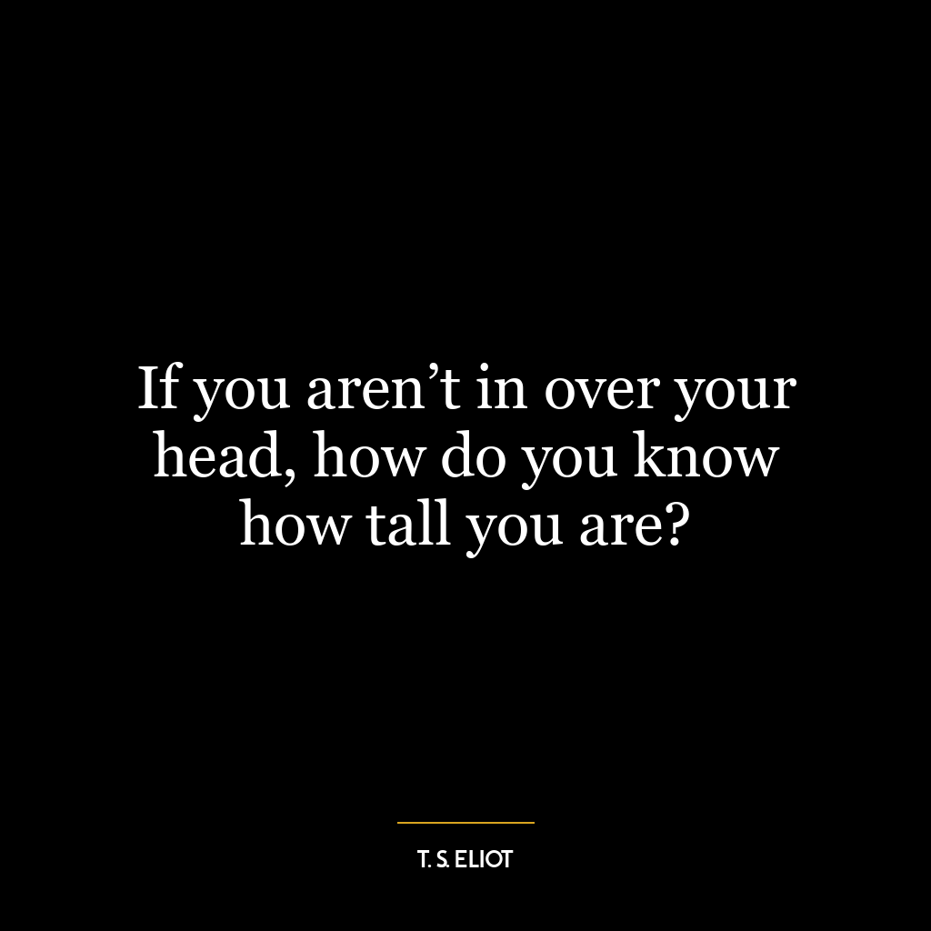 If you aren’t in over your head, how do you know how tall you are?