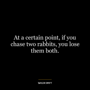 At a certain point, if you chase two rabbits, you lose them both.