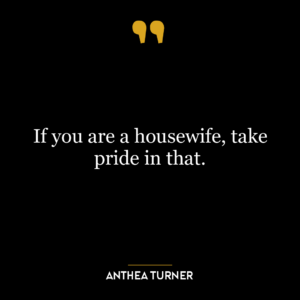 If you are a housewife, take pride in that.