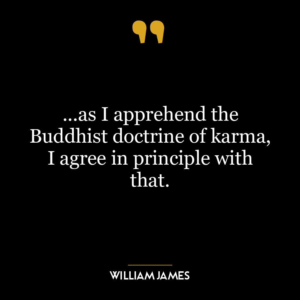 …as I apprehend the Buddhist doctrine of karma, I agree in principle with that.