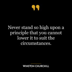 Never stand so high upon a principle that you cannot lower it to suit the circumstances.