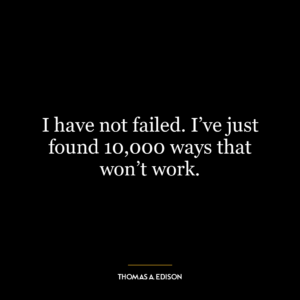 I have not failed. I've just found 10,000 ways that won't work.