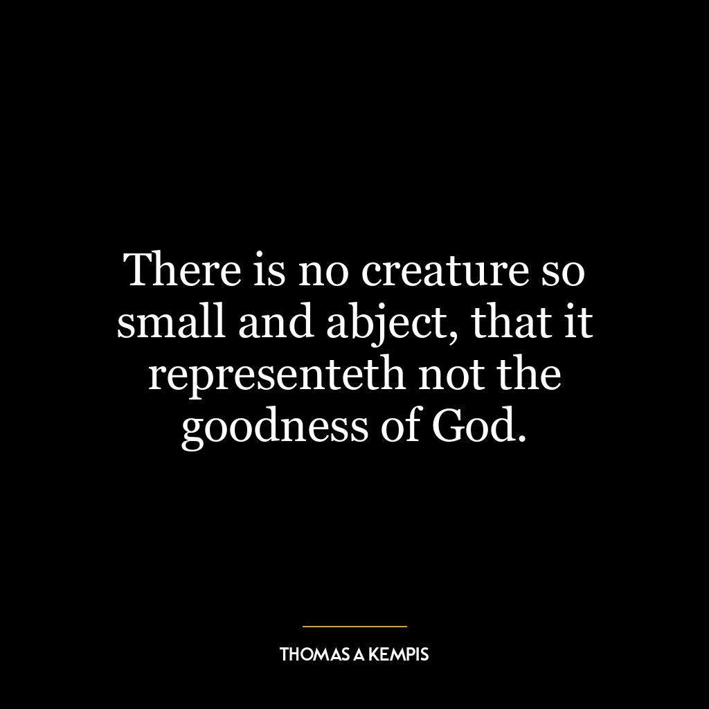 There is no creature so small and abject, that it representeth not the goodness of God.